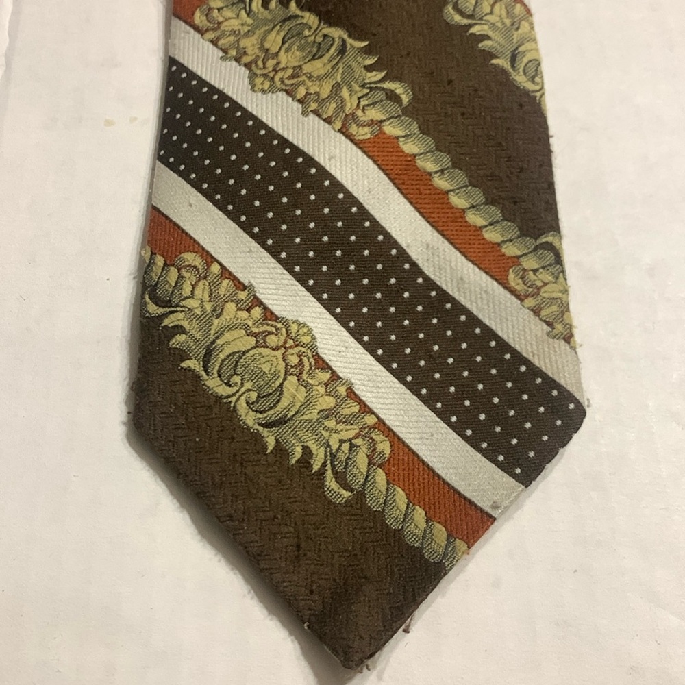 Vintage Brown & Gold Medallion Rope by Andhurst .. 100% Polyester tie